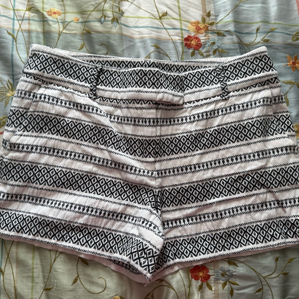 LOFT Black and White Bermudas with Geometric Pattern